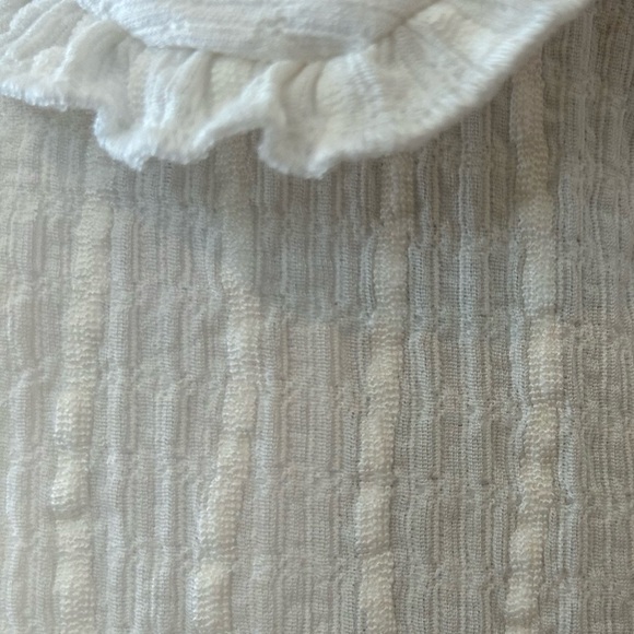 TAES Cottagecore Romantic White Peplum Blouse Peter Pan Collar Tie Front Small - Picture 9 of 10